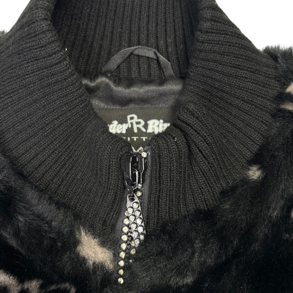 Powder River Outfitters Faux Fur Western Vest Women XL Black Mustang Horse Print - Picture 4 of 10